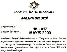 Resmi Garanti Belgesi